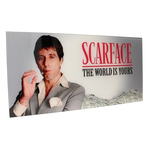 SD Toys Scarface Glass Poster The World Is Yours (Grey Background) 60 x 30 cm