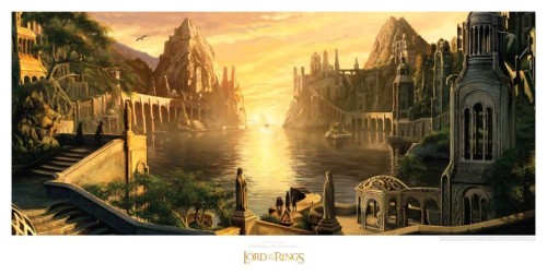 Weta Workshop Lord of the Rings Art Print The Grey Havens 59 x 30 cm