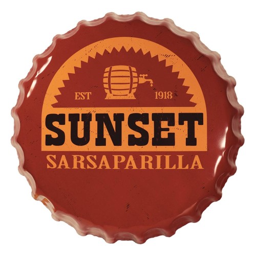 FaNaTtik Fallout Tin Sign Sunset Sarsaparilla Bottle Cap