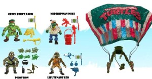Zestaw 4 Figurek Playmates TMNT Sewer Heroes ze Spadochronem