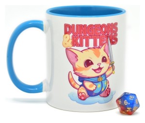 Zestaw Kubek Glassstaff Dungeons & Kittens z kością D20