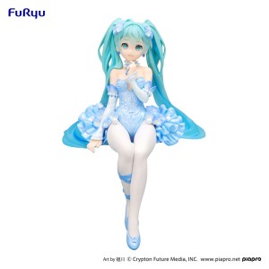 Hatsune Miku Noodle Stopper PVC Figurka Statuetka Flower Fairy Nemophila Pail Blue Color Ver. 15 cm