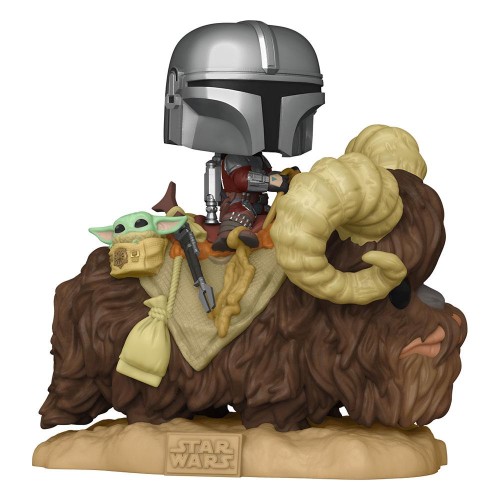 Star-Wars-The-Mandalorian-Funko-POP-Deluxe-Vinyl-Figurka-The-Mandalorian-on-Wantha-with-Child-in-Bag-9-cm