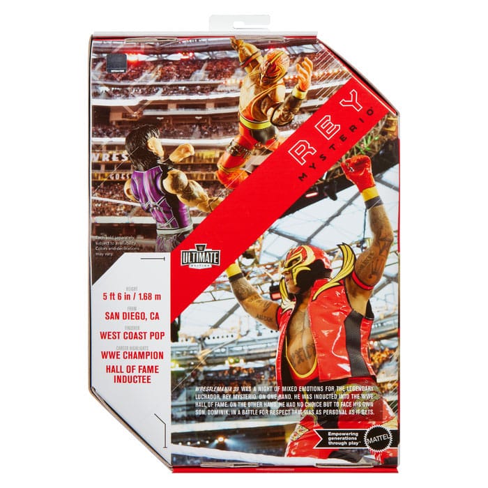 Mattel WWE Ultimate Edition Figura de acción Rey Mysterio Fan TakeOver coleccionable con accesorios intercambiables, cabezas adicionales y manos intercambiables